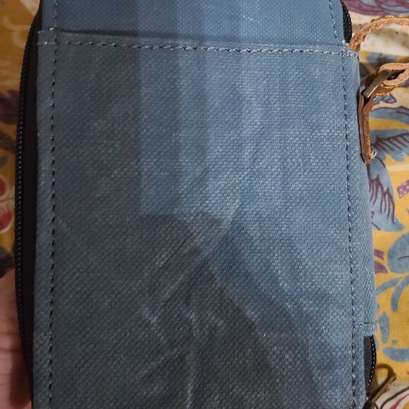 Mona B Starfish Wallet Upcycle with Zipper Gray-Blue - Picture 3 of 7